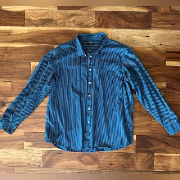 Claiborne Other - Claiborne 80’s 2-Ply Green and Blue Striped Dress Shirt size XXL